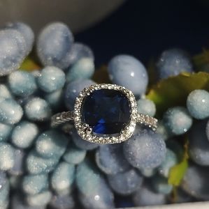 Lab-Created Sterling Silver Halo Ring